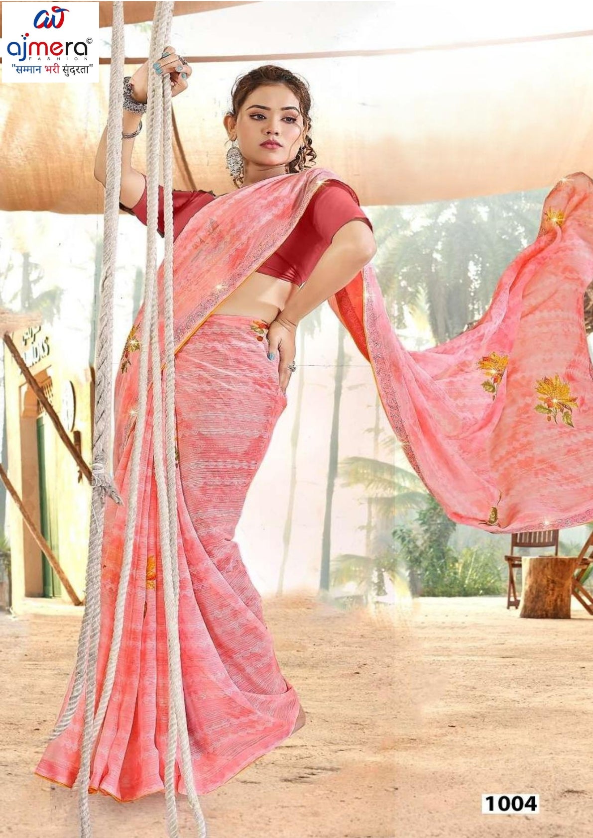 Fashionable Printed Saree with Blouse Piece for Festive Collection  | PRM-MASKA