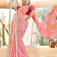 Fashionable Printed Saree with Blouse Piece for Festive Collection  | PRM-MASKA