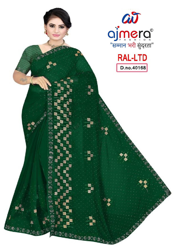 Modern Rapier Silk Matching Saree With Blouse Piece | RAL-LTD