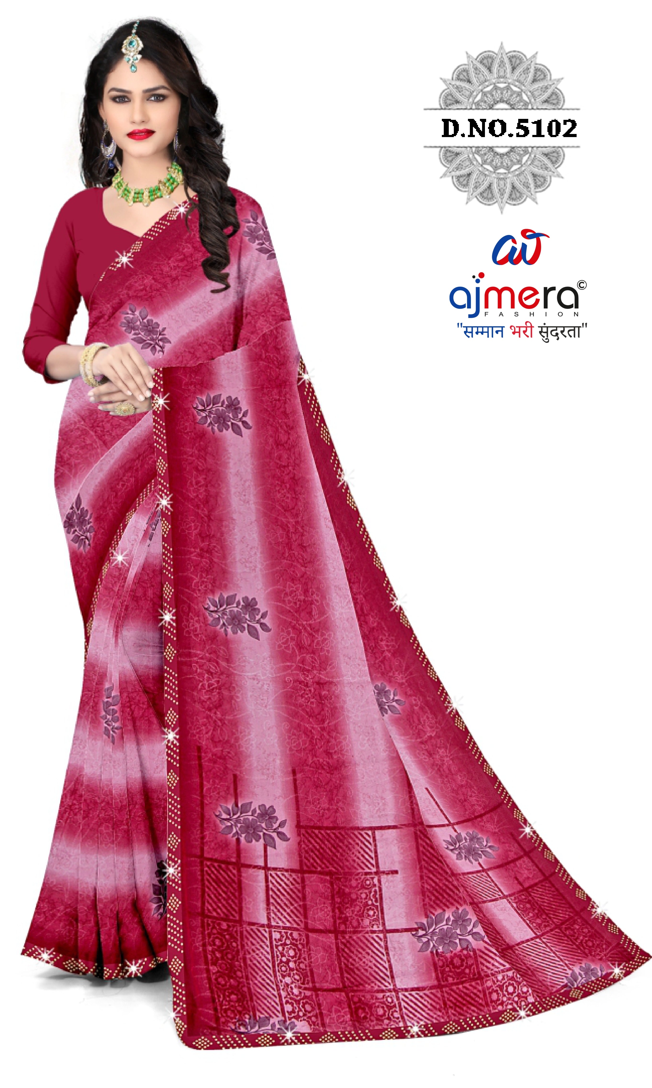 Premium Printed Saree with Matching Blouse Piece for Ethnic Elegance  | CAS-VARMALA