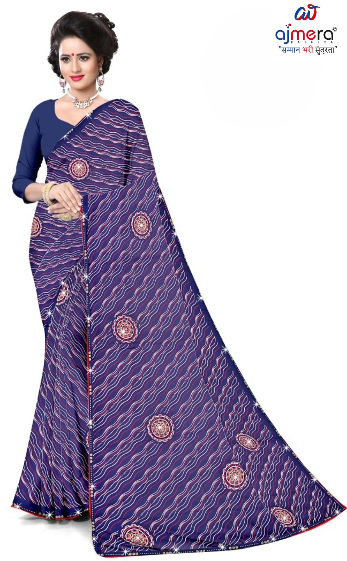 Fashionable Printed Saree with Blouse Piece for Festive Collection  | CAS-PANCHWATI