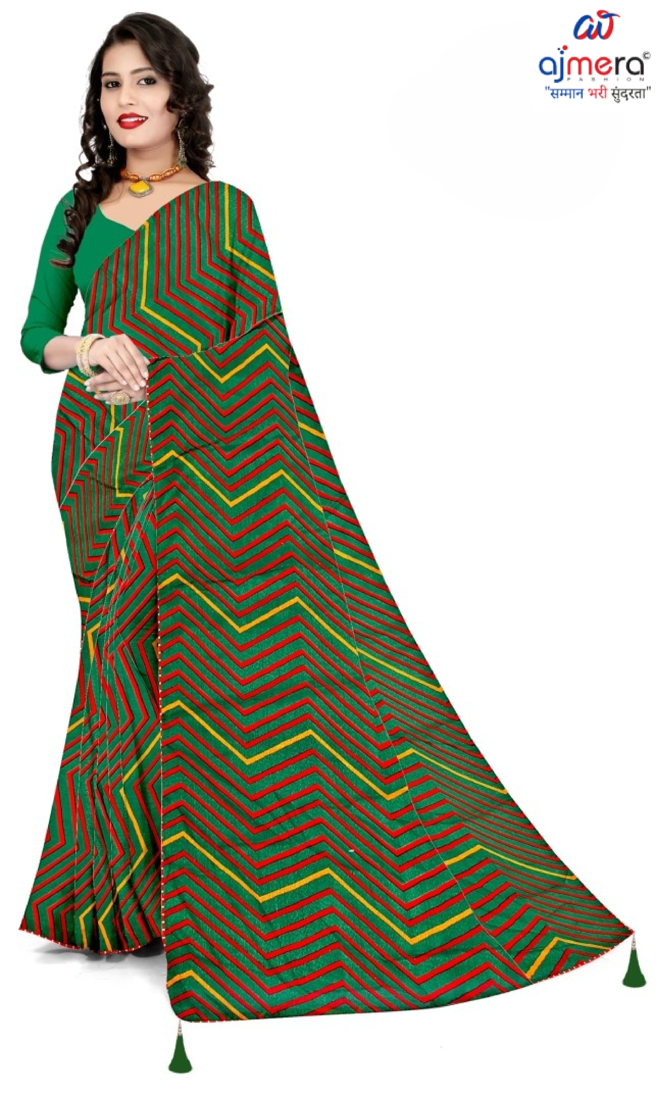 Zomato Print Loose Saree with Blouse for Premium Ethnic and Traditional Wear | CAS-SAWARIYA