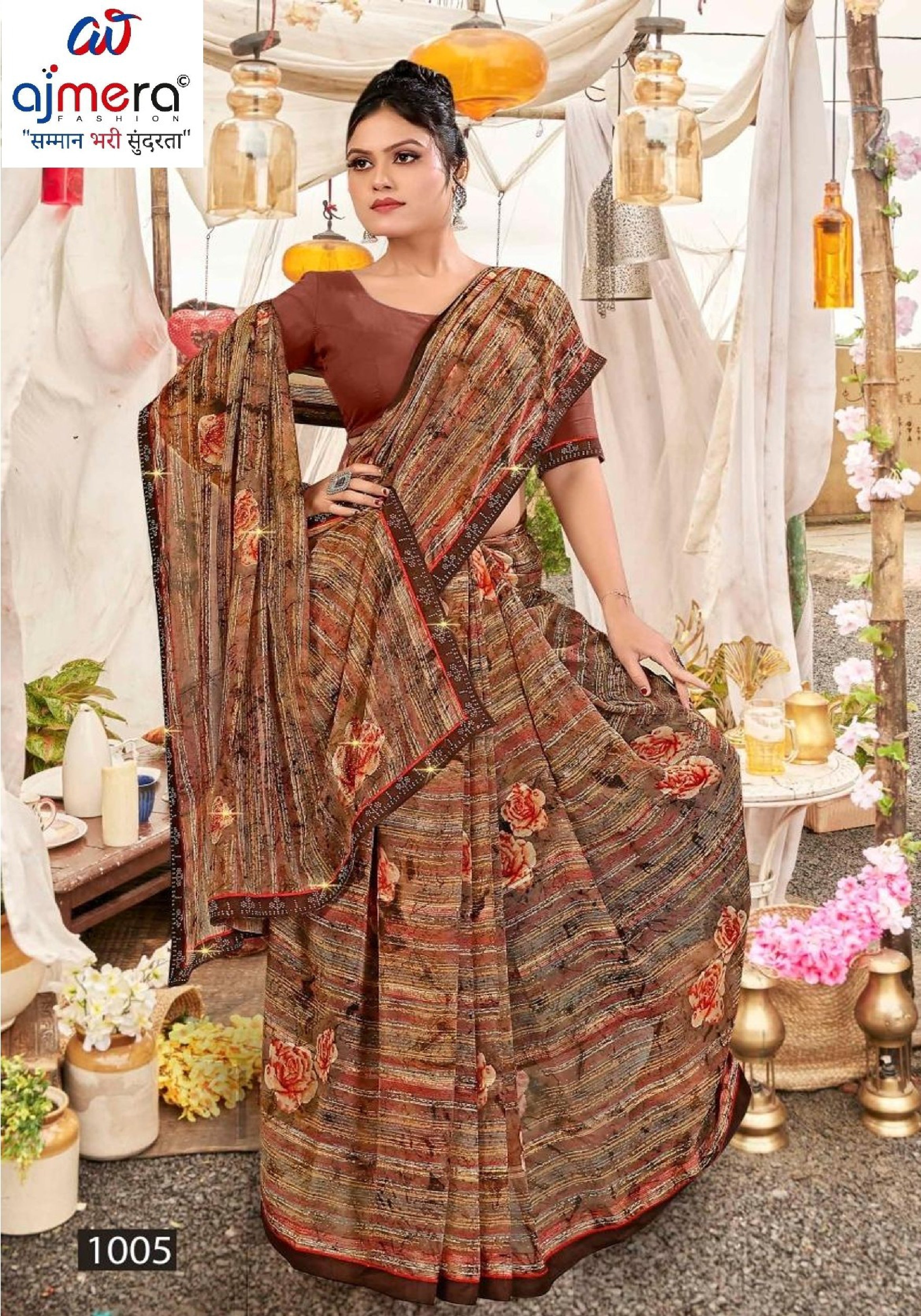 Designer Printed Saree with Blouse Piece for Special Occasions | PRM-ROSE QUEEN