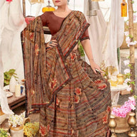 Designer Printed Saree with Blouse Piece for Special Occasions | PRM-ROSE QUEEN