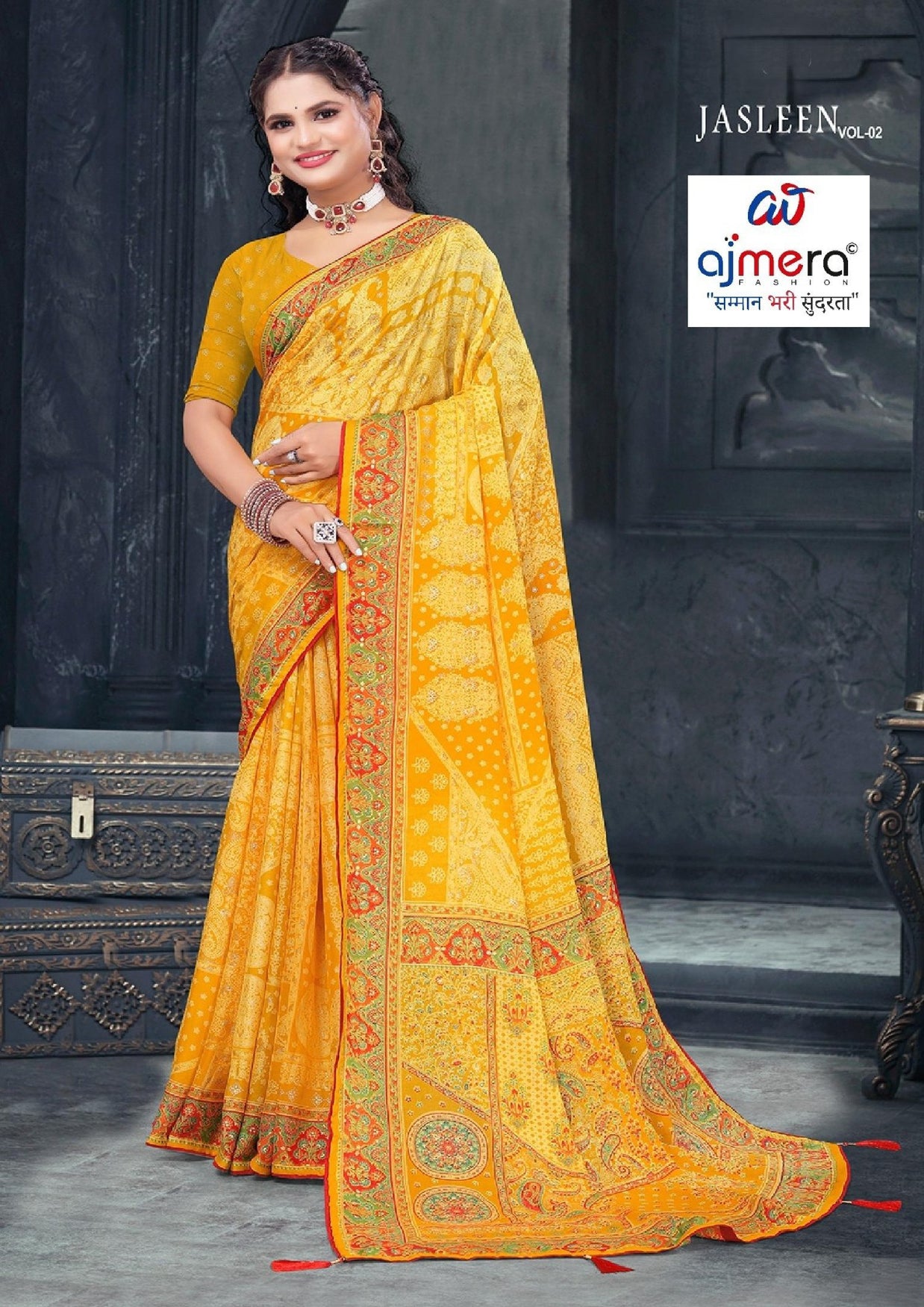 Fashionable Printed Saree with Blouse Piece for Festive Collection  | RMF-JASLEEN VOL-2