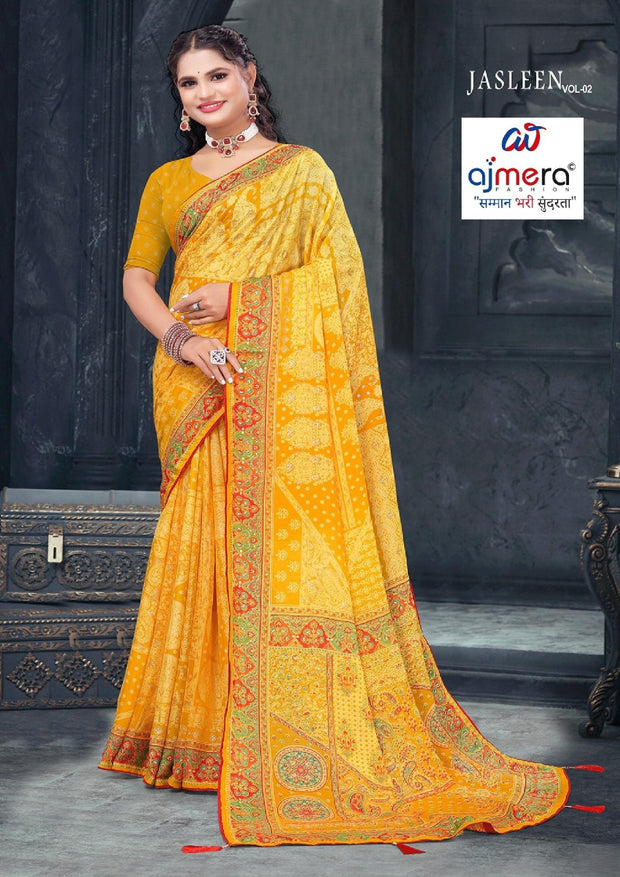 Fashionable Printed Saree with Blouse Piece for Festive Collection  | RMF-JASLEEN VOL-2