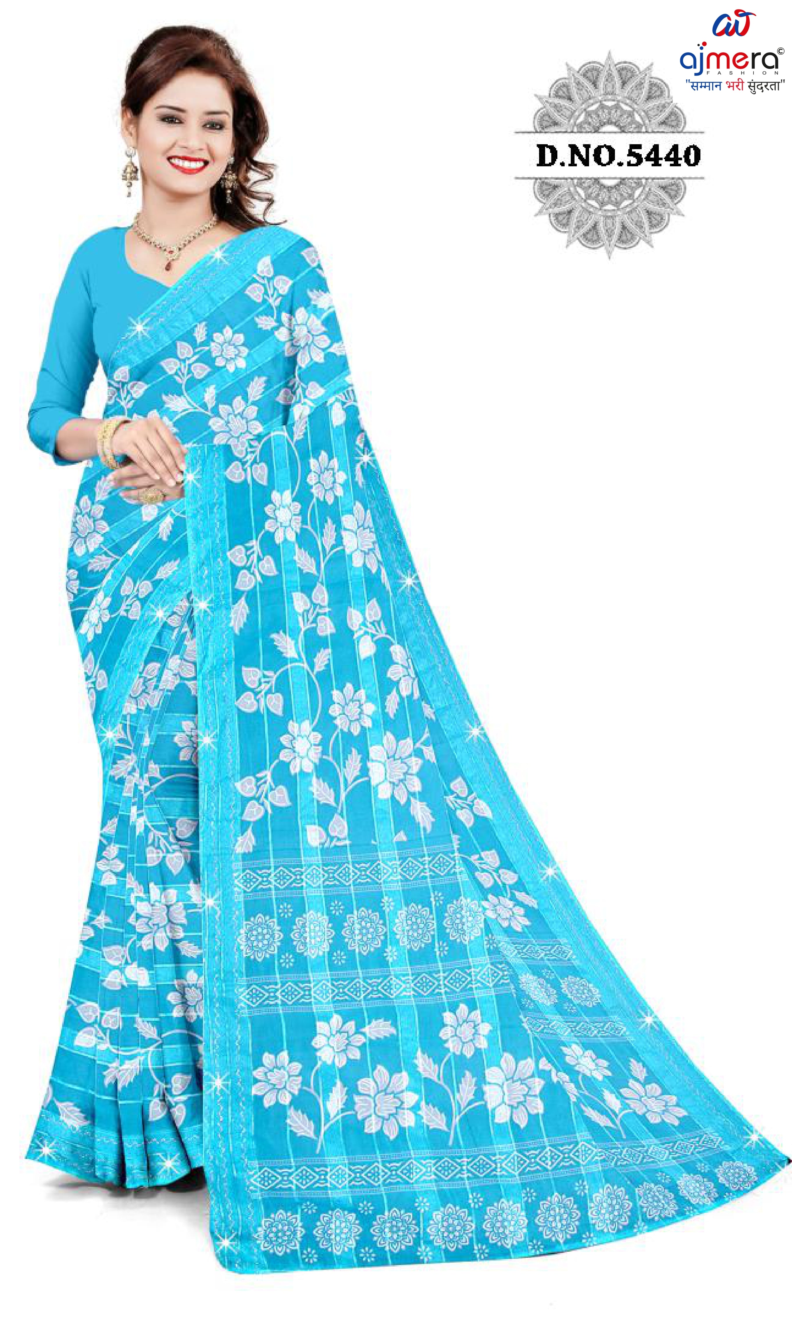 Exclusive Printed Saree with Blouse Piece for Elegant Ethnic Look  | CAS-FRESH FLOWER