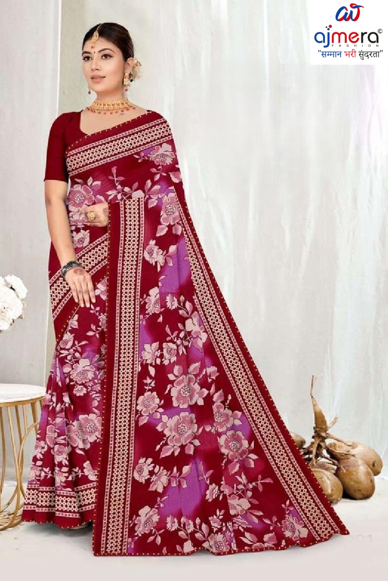 Elegant Printed Saree with Designer Blouse Piece for Festive Wear  | GPT-DHAMAKEDAR-5