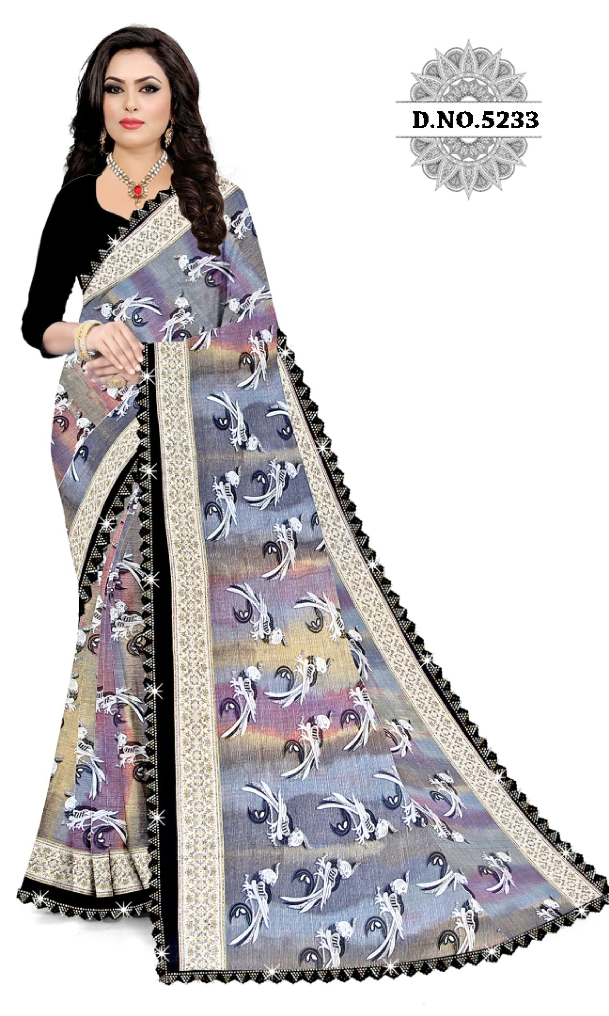 Elegant Printed Saree with Designer Blouse Piece for Festive Wear  | CAS-ZHIL MIL