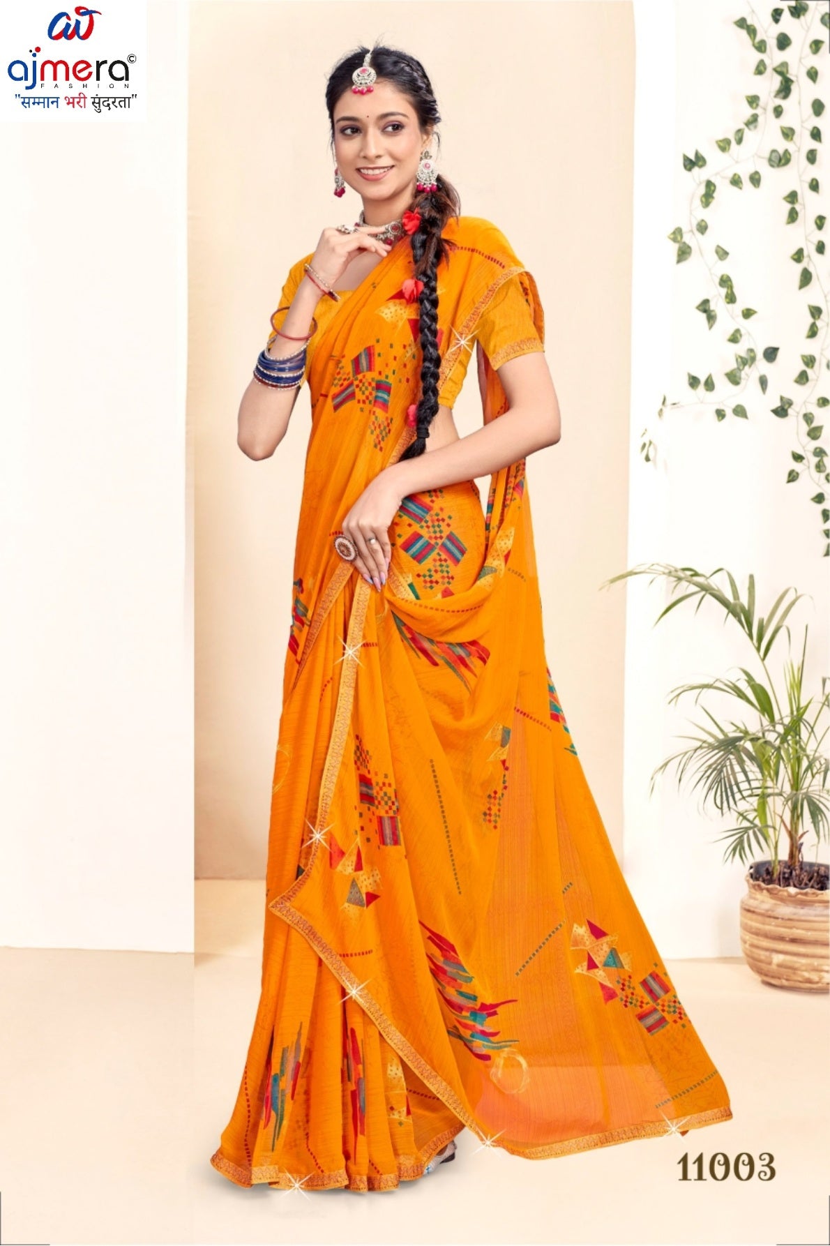 Stylish Printed Saree without Blouse for Traditional Celebrations  | CAS-KRANTI
