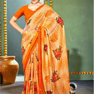Trendy Printed Saree with Blouse Piece for Women’s Ethnic Wardrobe | PRM-PINK GIRL