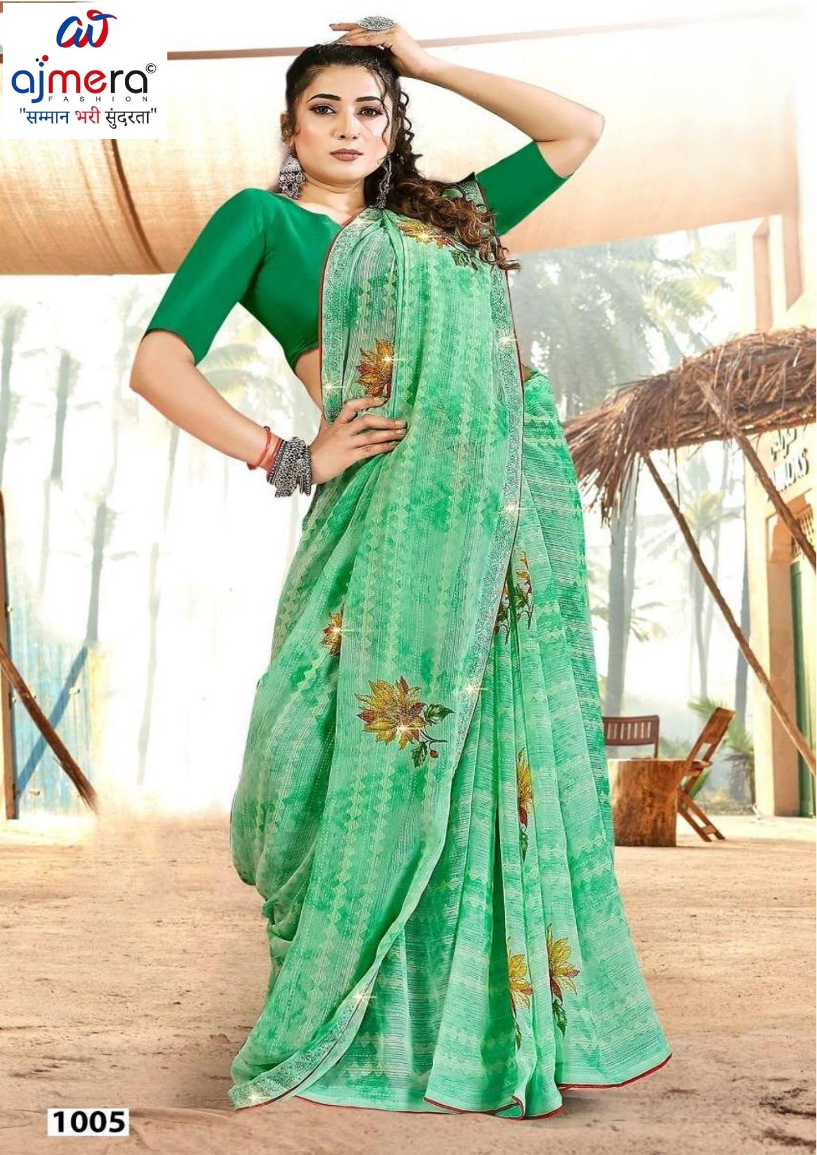 Fashionable Printed Saree with Blouse Piece for Festive Collection  | PRM-MASKA