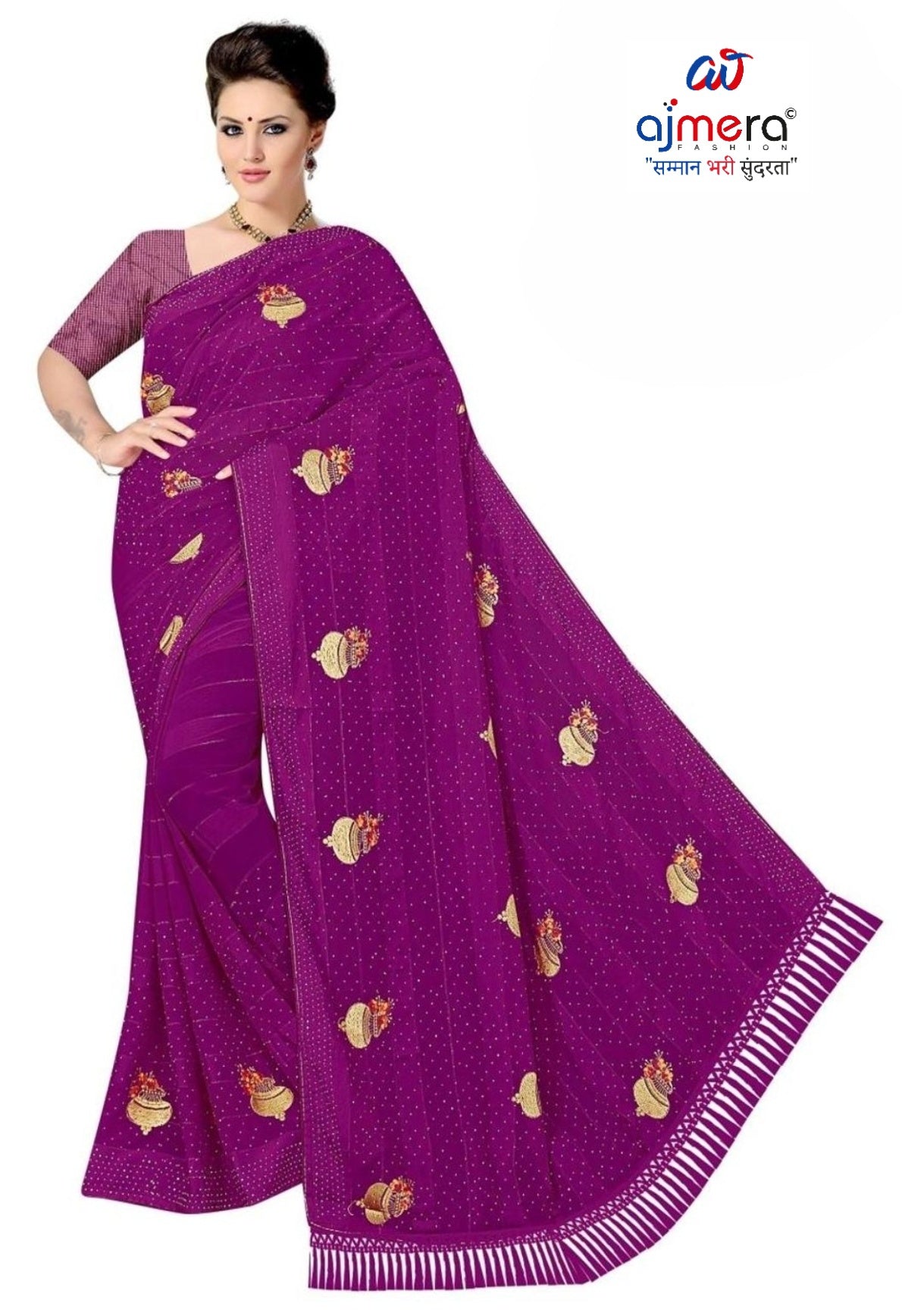 Premium Dyed Matching Saree with Blouse Piece for Premium Ethnic and Traditional Wear | VKM-LOVE GURU