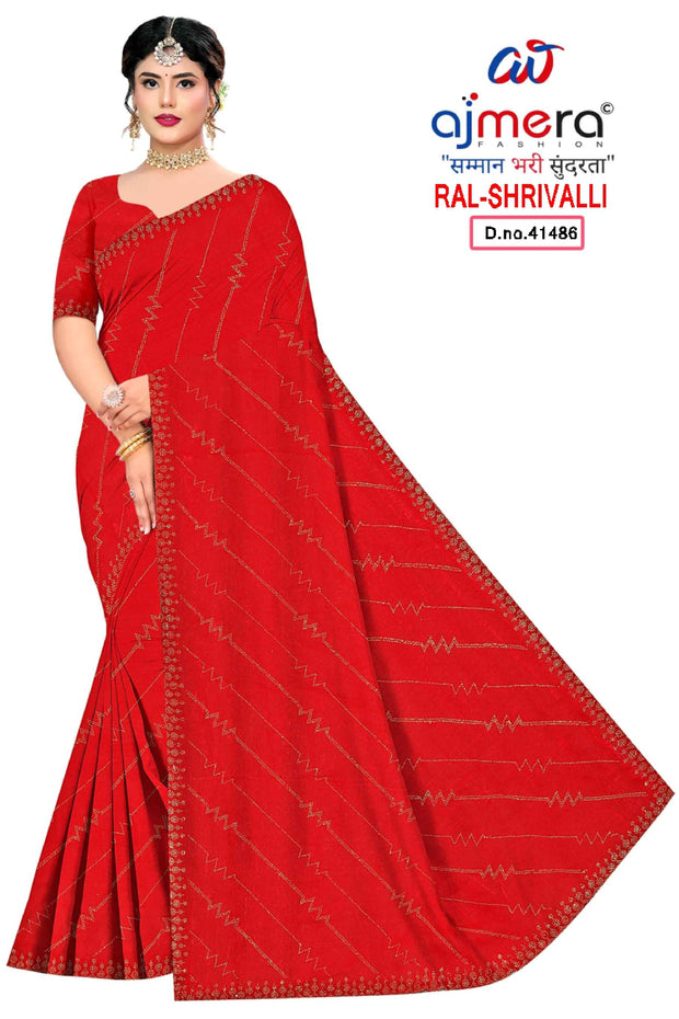 Fandy Factory Rate Dyed Matching Saree with Blouse Piece for Premium Ethnic and Traditional Wear | RAL-SHRIVALLI