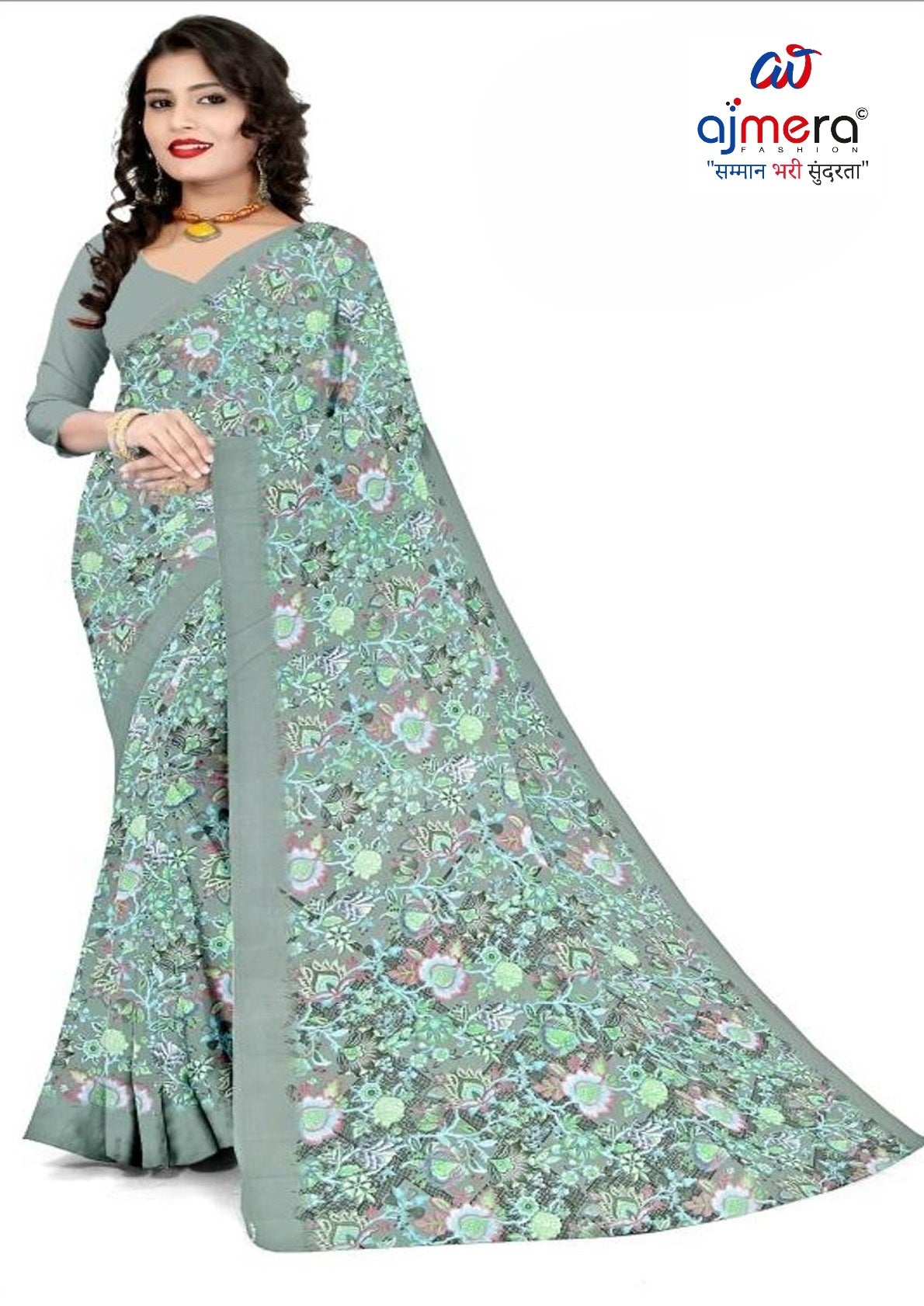 Heavy Reniyal Print Loose Saree without Blouse for Premium Ethnic and Traditional Wear | CAS-PREMIUM