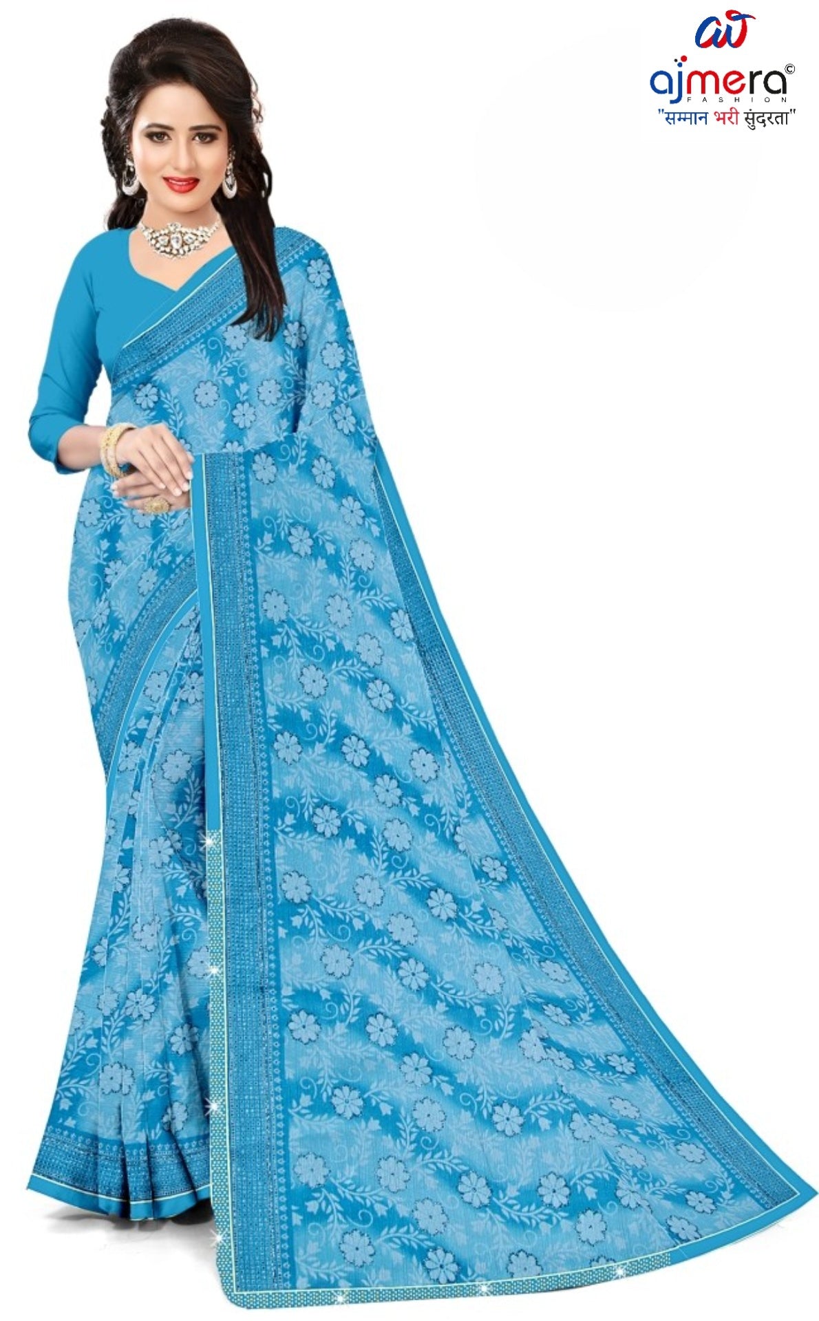 Zomato Print Loose Saree with Blouse for Premium Ethnic and Traditional Wear | CAS-GALAXY
