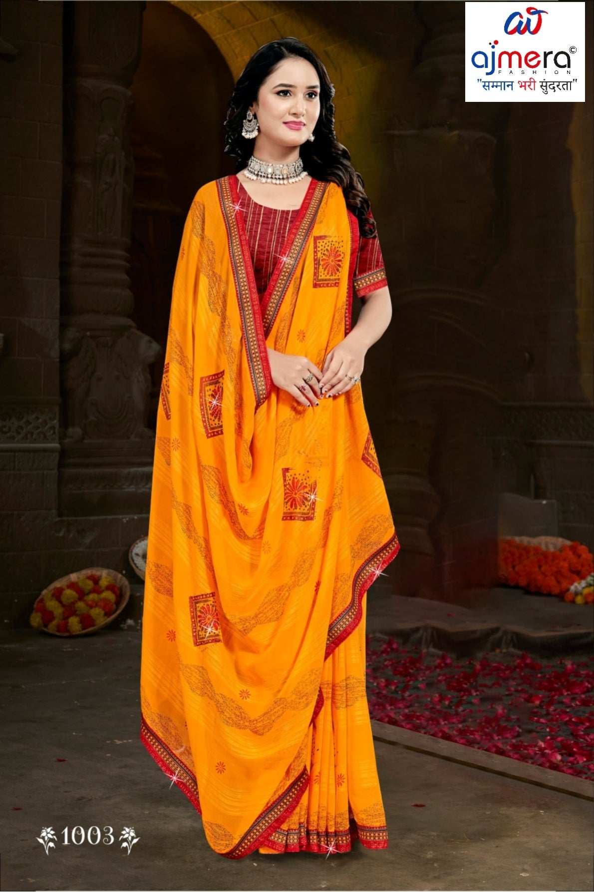 Premium Printed Saree with Matching Blouse Piece for Ethnic Elegance  | CAS-PALKI