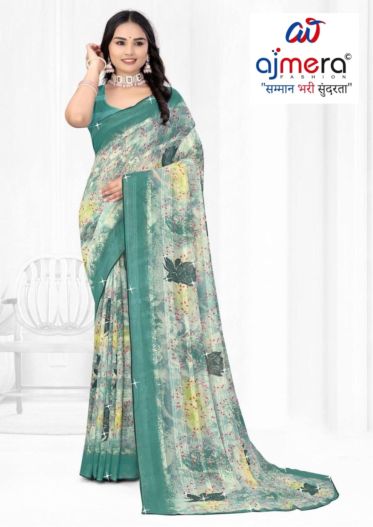 Weightless Print Loose Saree with Blouse for Premium Ethnic and Traditional Wear | TTS-SAJILI
