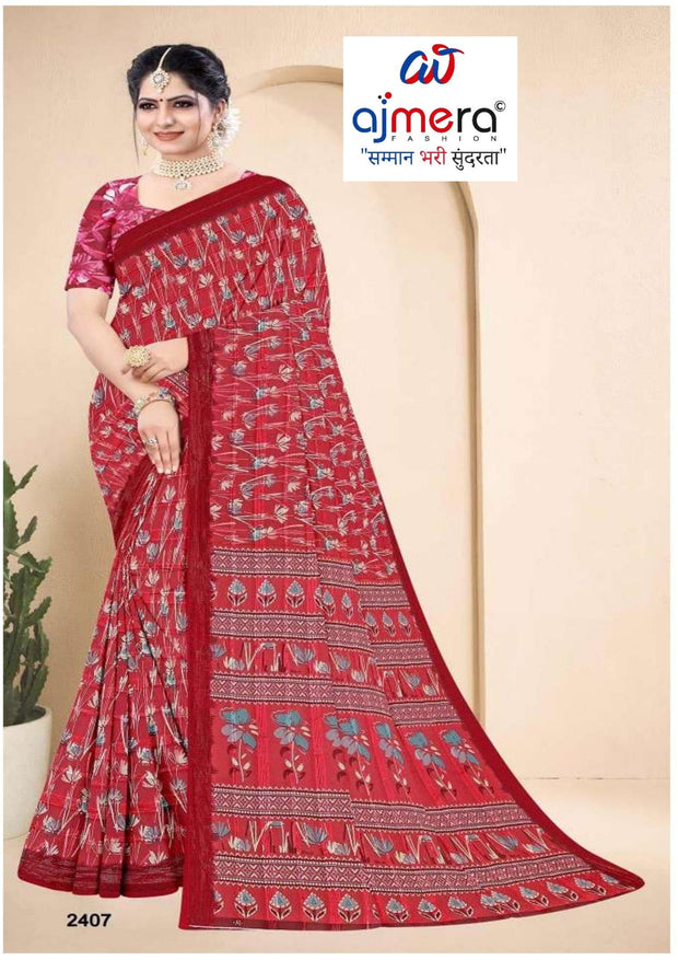 Weightless Fancy Print Loose Saree with Blouse for Premium Ethnic and Traditional Wear | ARK-MAUSAM