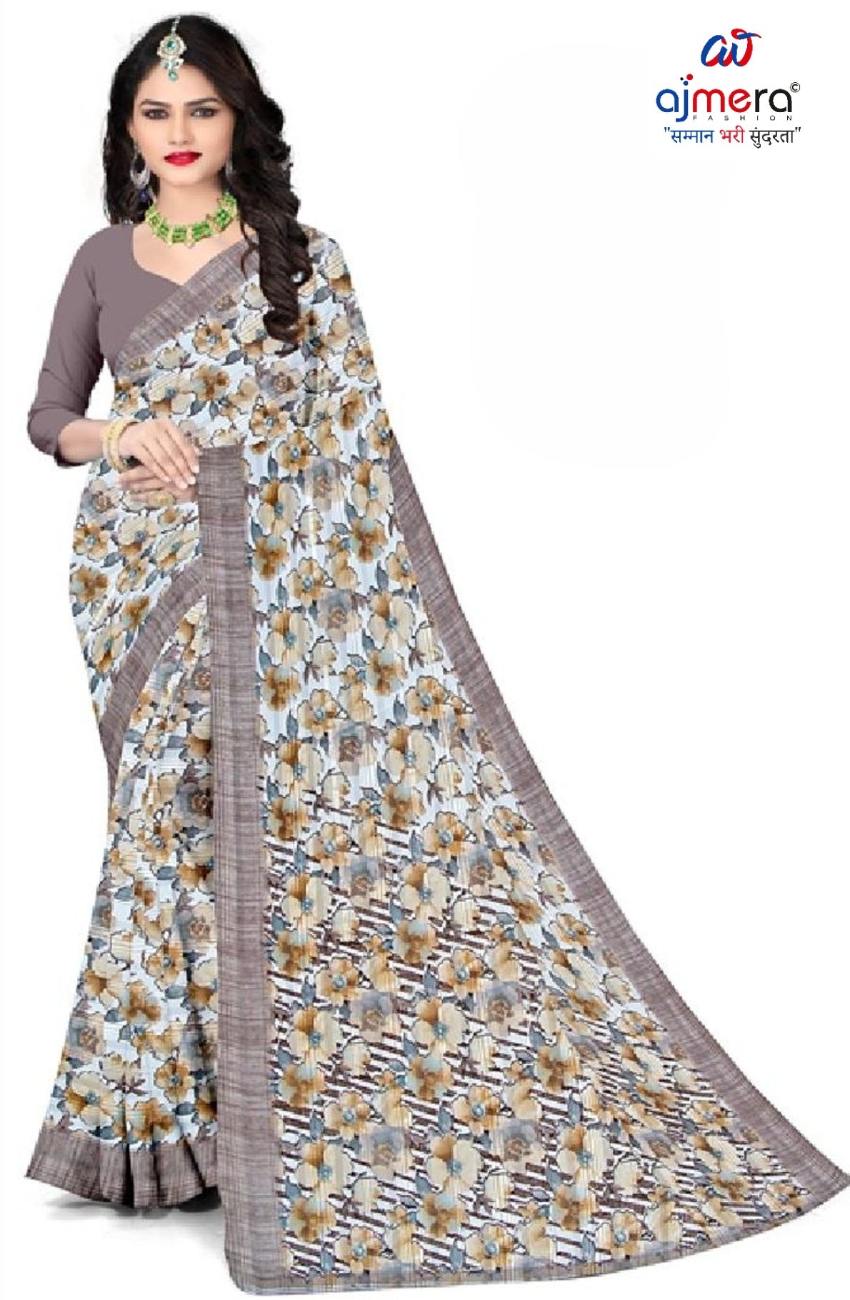 Classic Printed Saree without Blouse for Timeless Traditional Style | CAS-SMART SILK