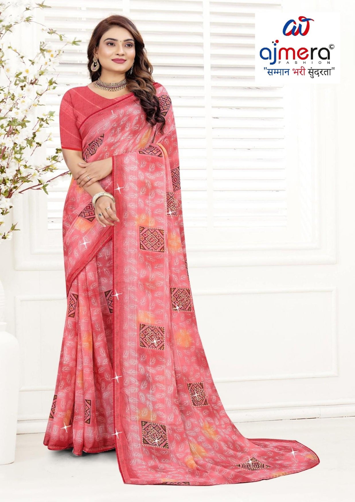 Chic Printed Saree with Blouse Piece for Sophisticated Ethnic Style  | TTS-EKNOOR