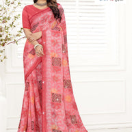 Chic Printed Saree with Blouse Piece for Sophisticated Ethnic Style  | TTS-EKNOOR