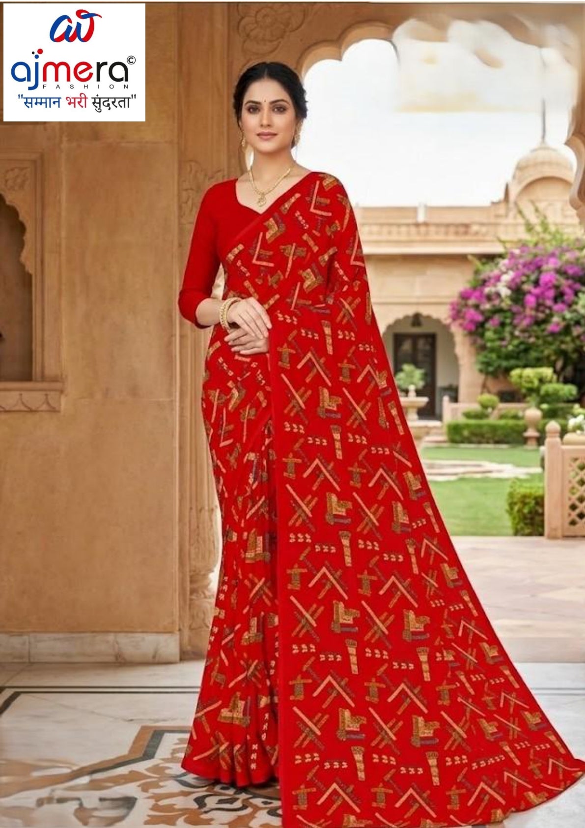 Printed Print Loose Saree with Blouse for Premium Ethnic and Traditional Wear | SGR-RENIYAL CRAPE