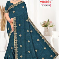 Glamorous Rapier Silk Matching Saree With Blouse Piece | VKM-OCEN