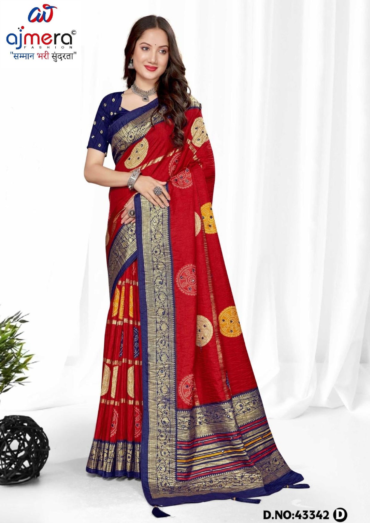 Premium Printed Saree with Matching Blouse Piece for Ethnic Elegance  | VER-BANJARAN-43342