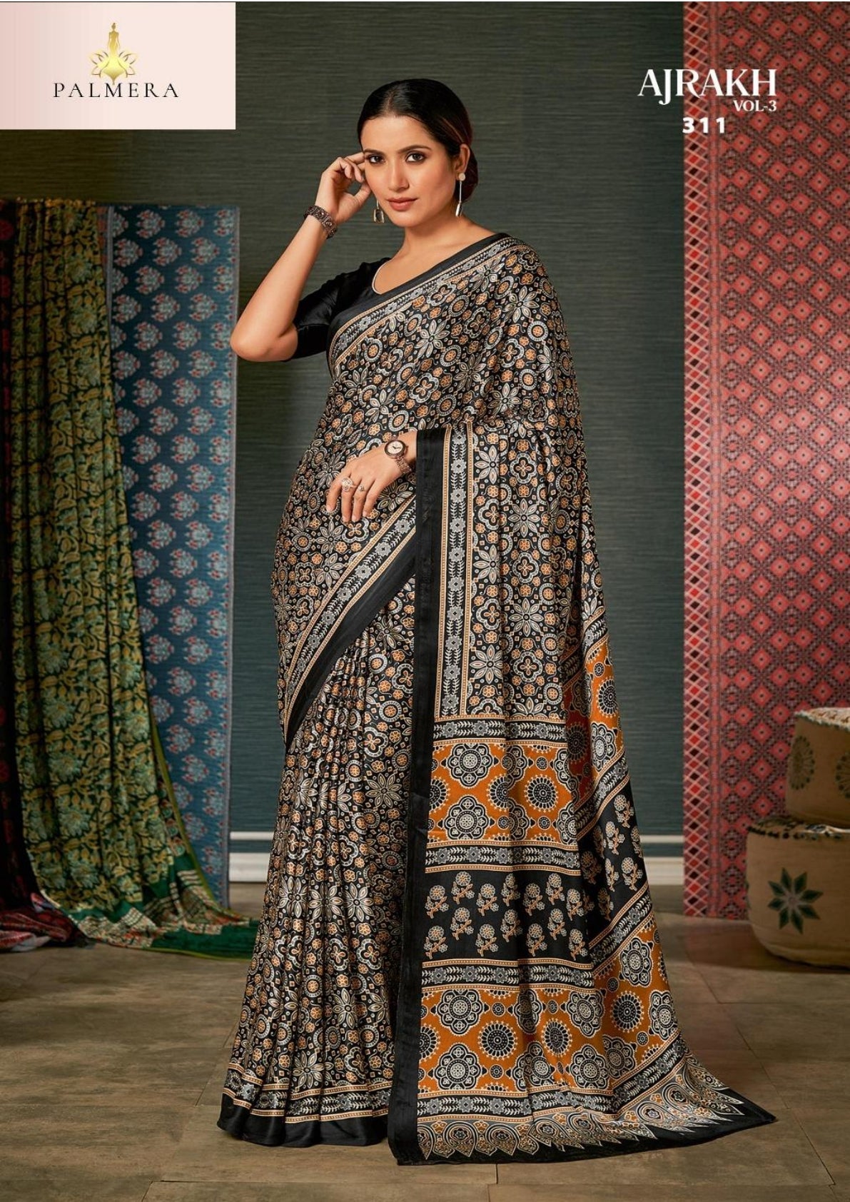 Ajrakh Japan Satin Saree with Blouse for Premium Ethnic Wear | ALL-AJRAKH VOL-3