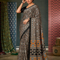 Ajrakh Japan Satin Saree with Blouse for Premium Ethnic Wear | ALL-AJRAKH VOL-3