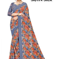 Linen Jari Print Loose Saree with Blouse for Premium Ethnic and Traditional Wear | SBI-SATIN SILK