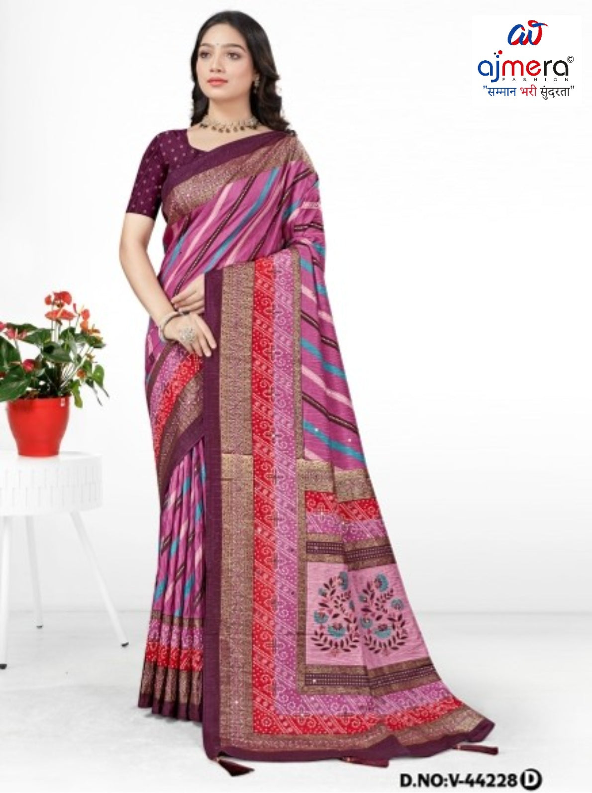 Stylish Printed Saree with Blouse Piece for Traditional Celebrations  | VER-BANJARAN-44228