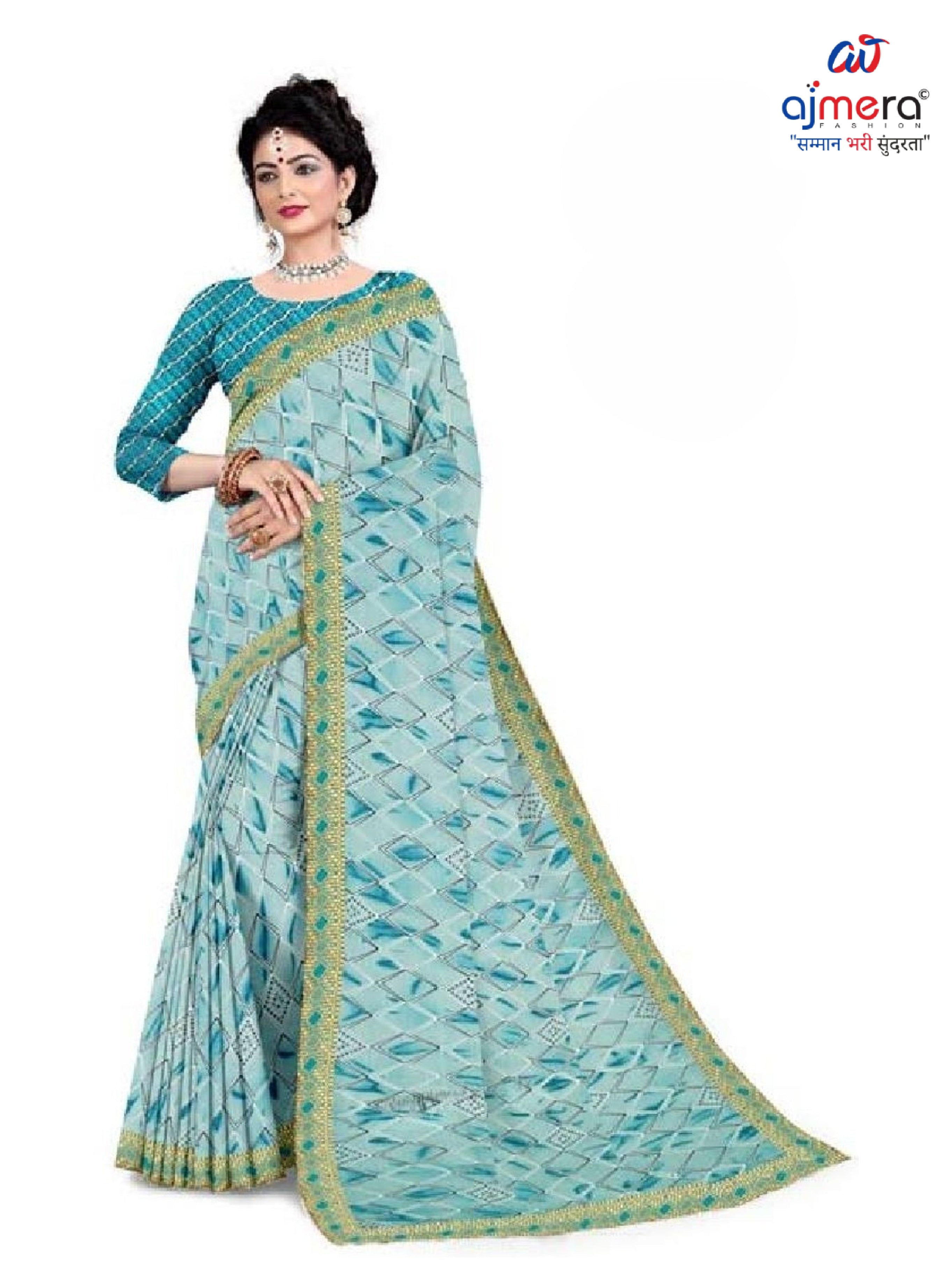 Zomato Print Loose Saree with Blouse for Premium Ethnic and Traditional Wear | CAS-INK POINT