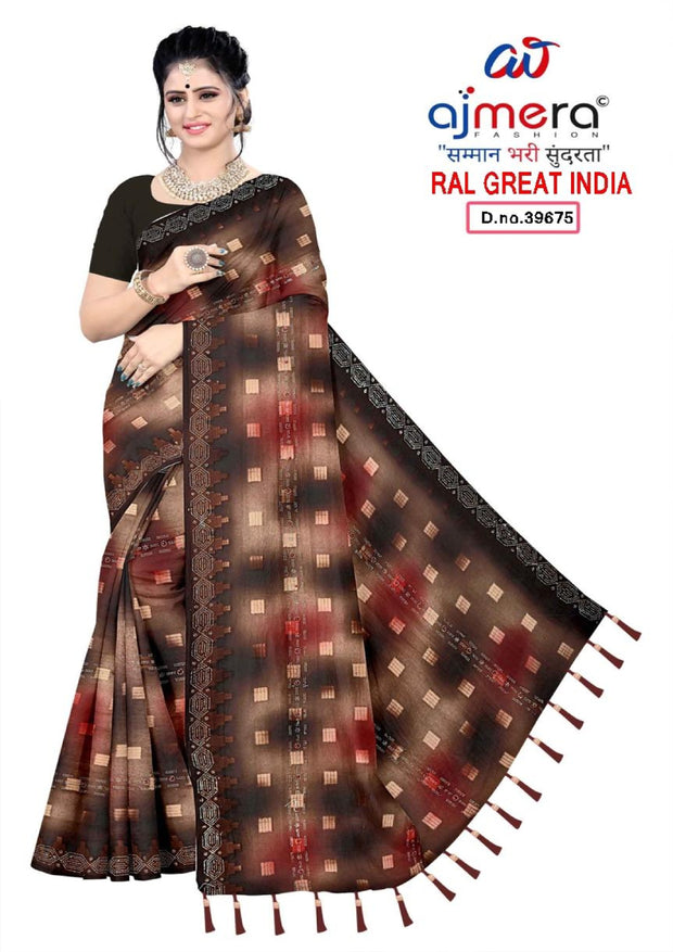 Lycra Dyed Matching Saree with Blouse Piece for Premium Ethnic and Traditional Wear | RAL-GREAT INDIA