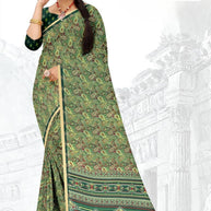 Elegant Printed Saree with Designer Blouse Piece for Festive Wear  | GLC-SILVER GOLD