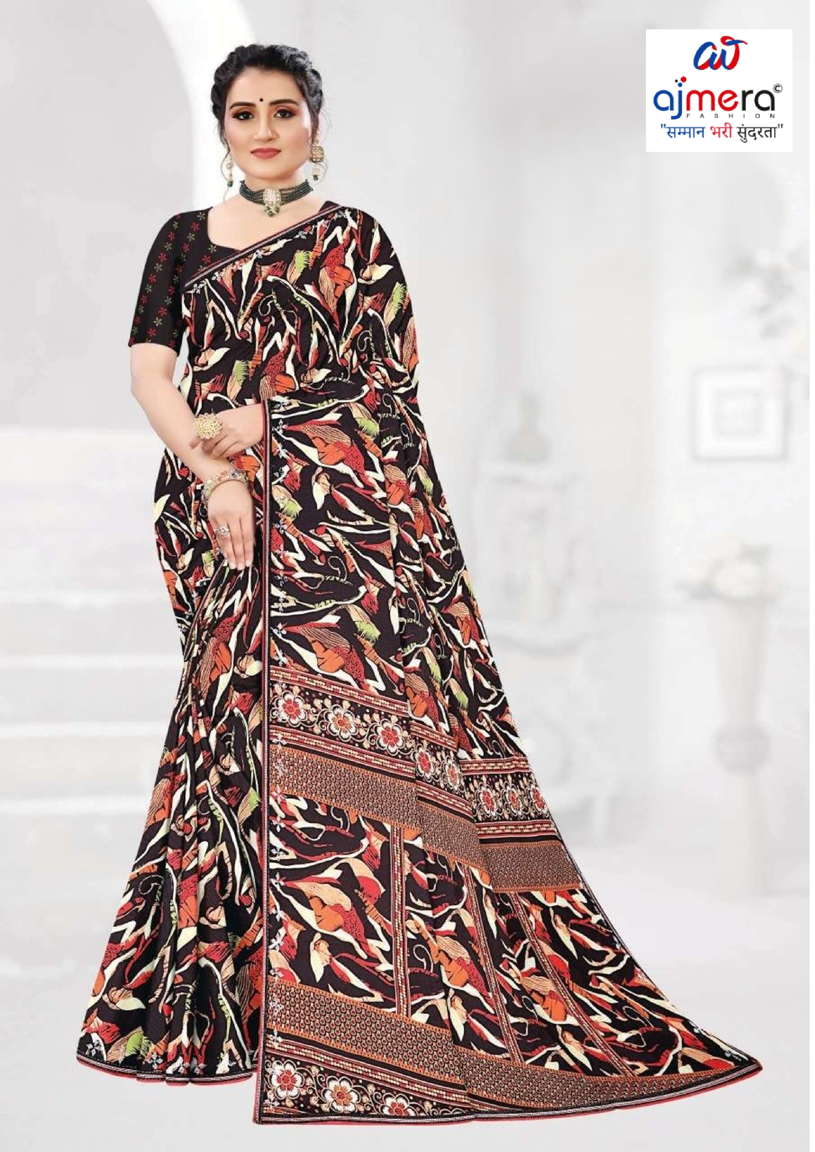 Fashionable Printed Saree with Blouse Piece for Festive Collection | GLC-LARA CHIFFION