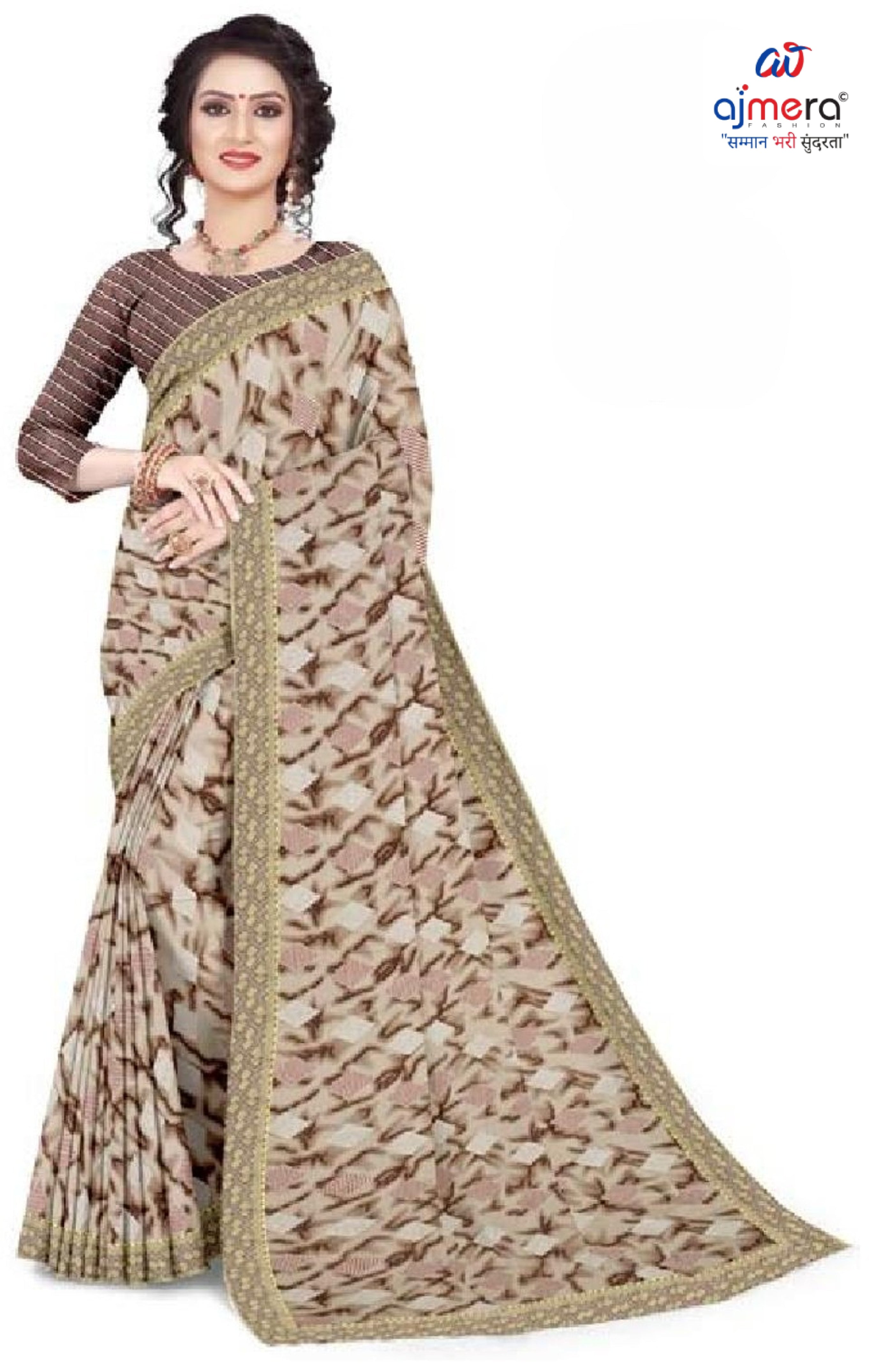 Zomato Print Loose Saree with Blouse for Premium Ethnic and Traditional Wear | CAS-INK POINT