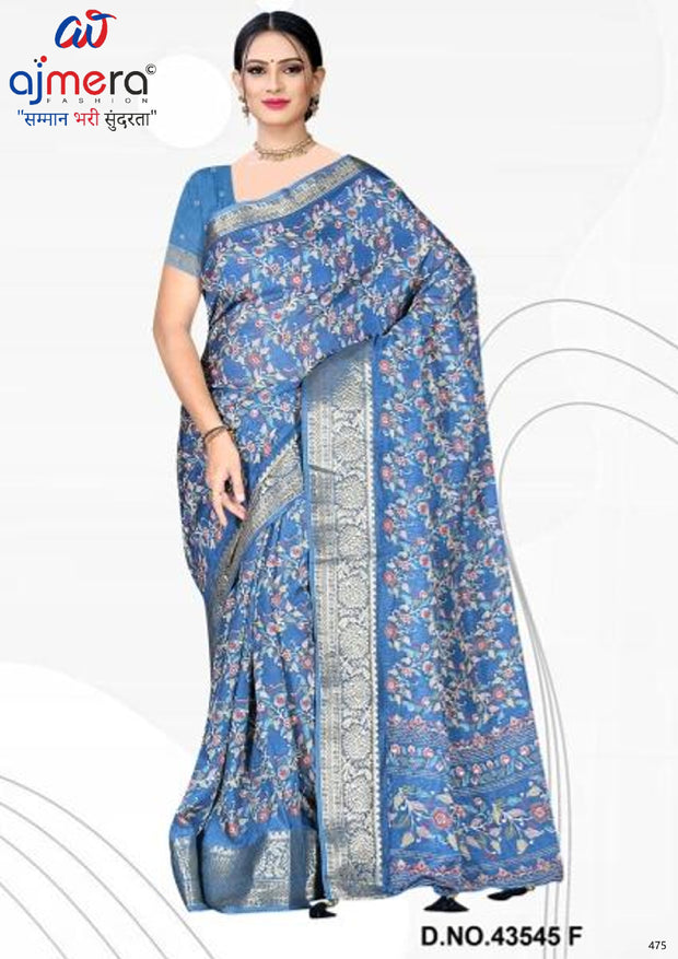 Fashionable Printed Saree with Blouse Piece for Festive Collection | VER-NEELAM-43545
