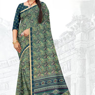 Elegant Printed Saree with Designer Blouse Piece for Festive Wear  | GLC-SILVER GOLD