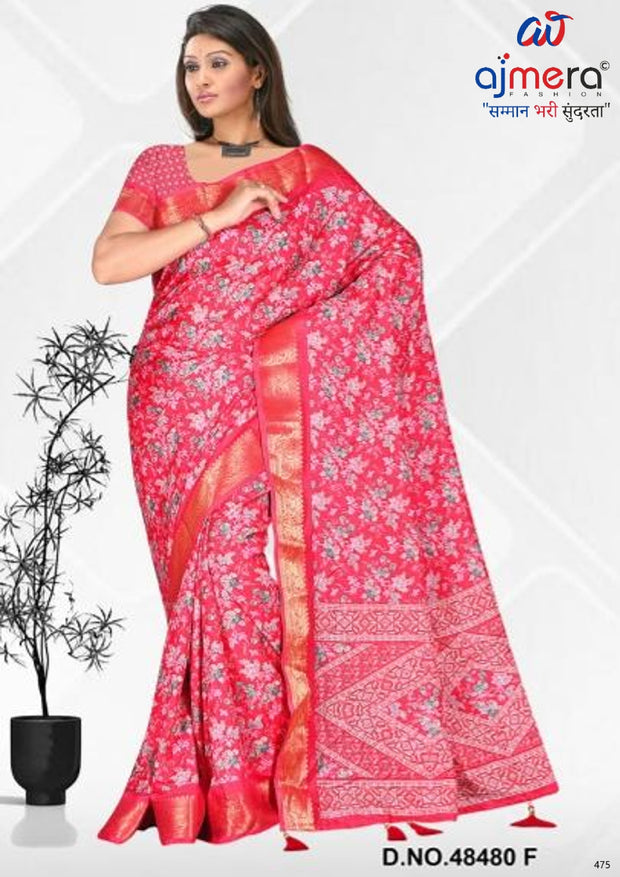 Exclusive Printed Saree with Blouse Piece for Elegant Ethnic Look | VER-NEELAM-48480