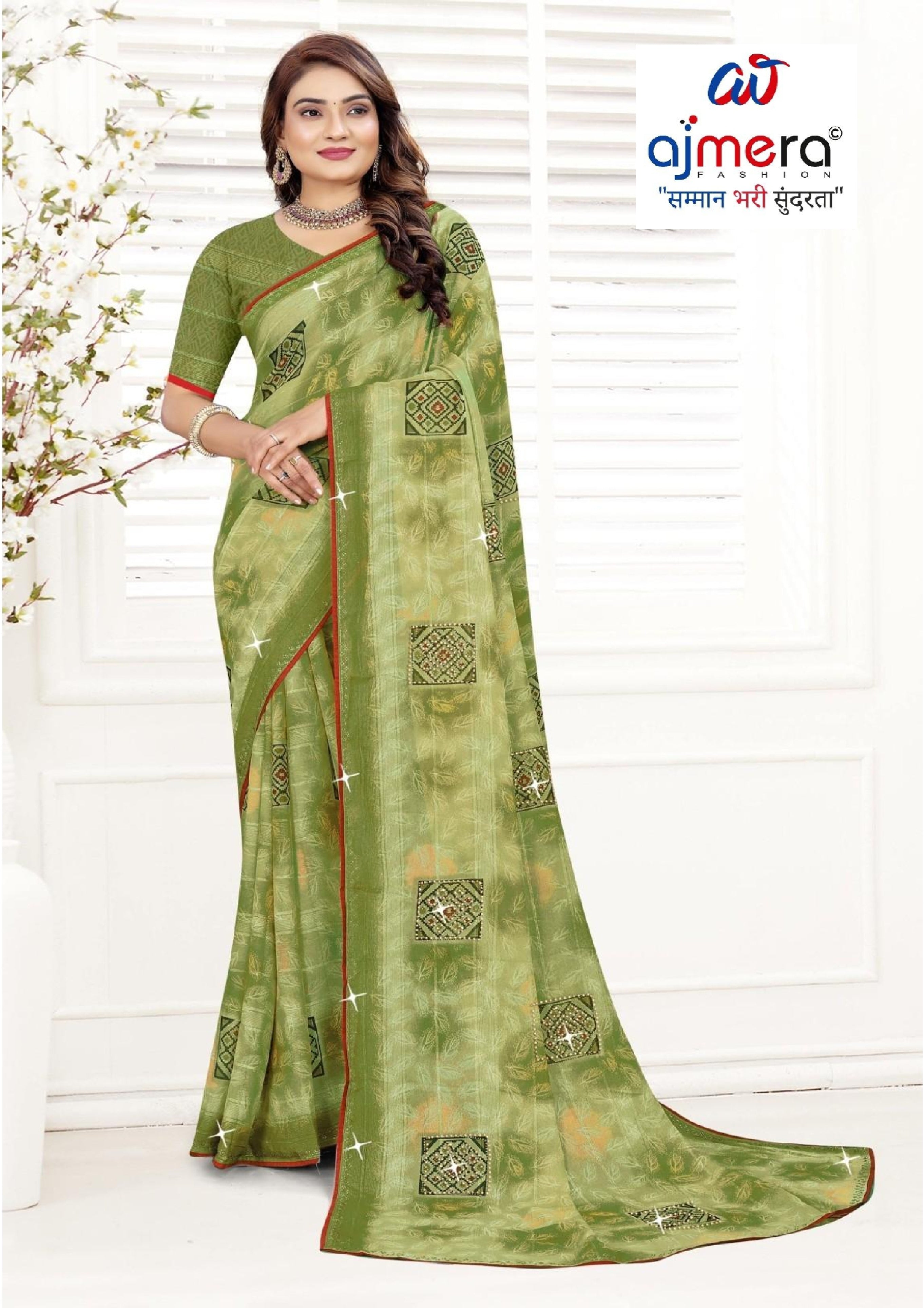 Chic Printed Saree with Blouse Piece for Sophisticated Ethnic Style  | TTS-EKNOOR