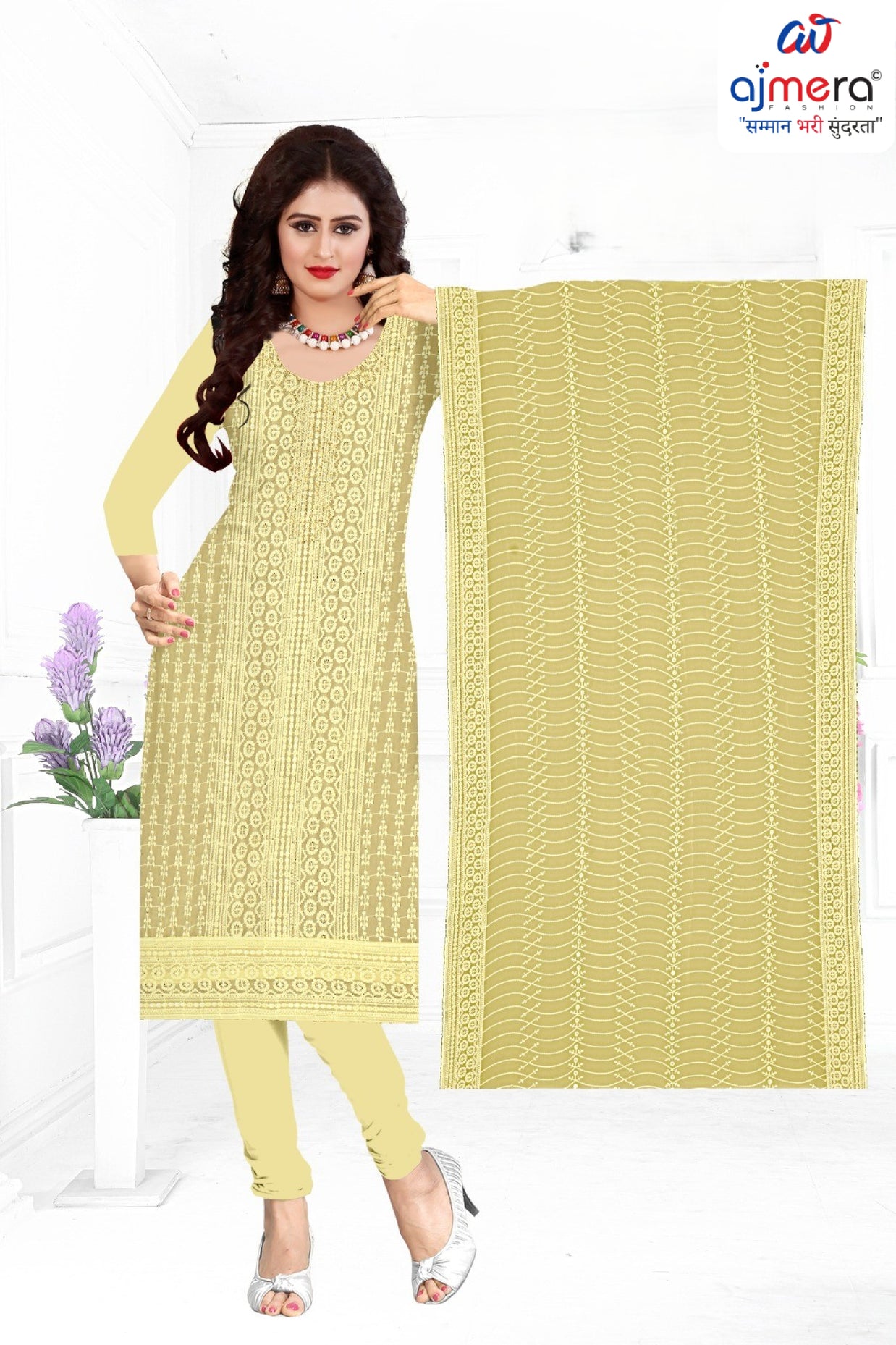 Premium Fox Georgette Unstitched Suit Set | KVF-SUMMER