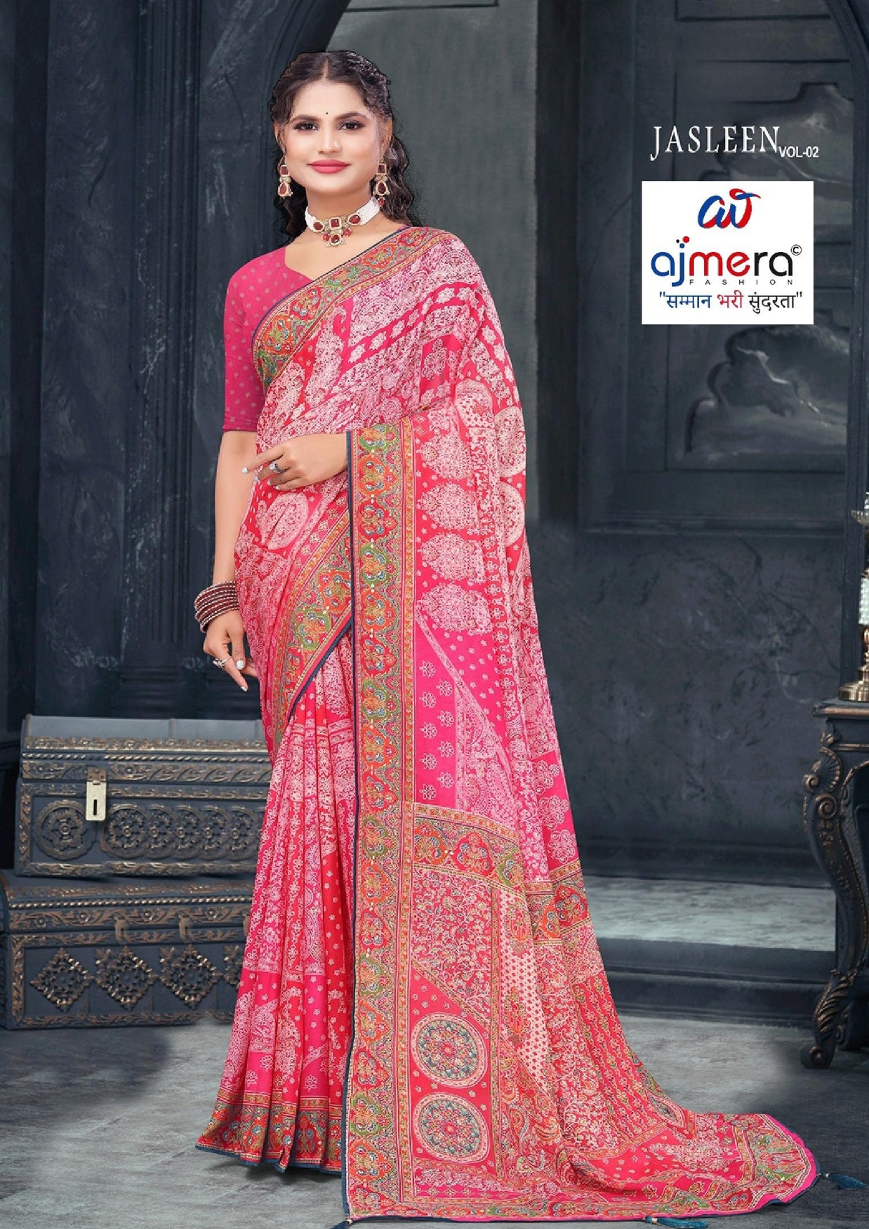 Fashionable Printed Saree with Blouse Piece for Festive Collection  | RMF-JASLEEN VOL-2