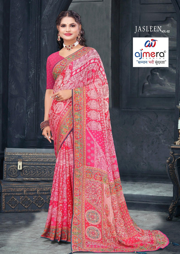 Fashionable Printed Saree with Blouse Piece for Festive Collection  | RMF-JASLEEN VOL-2