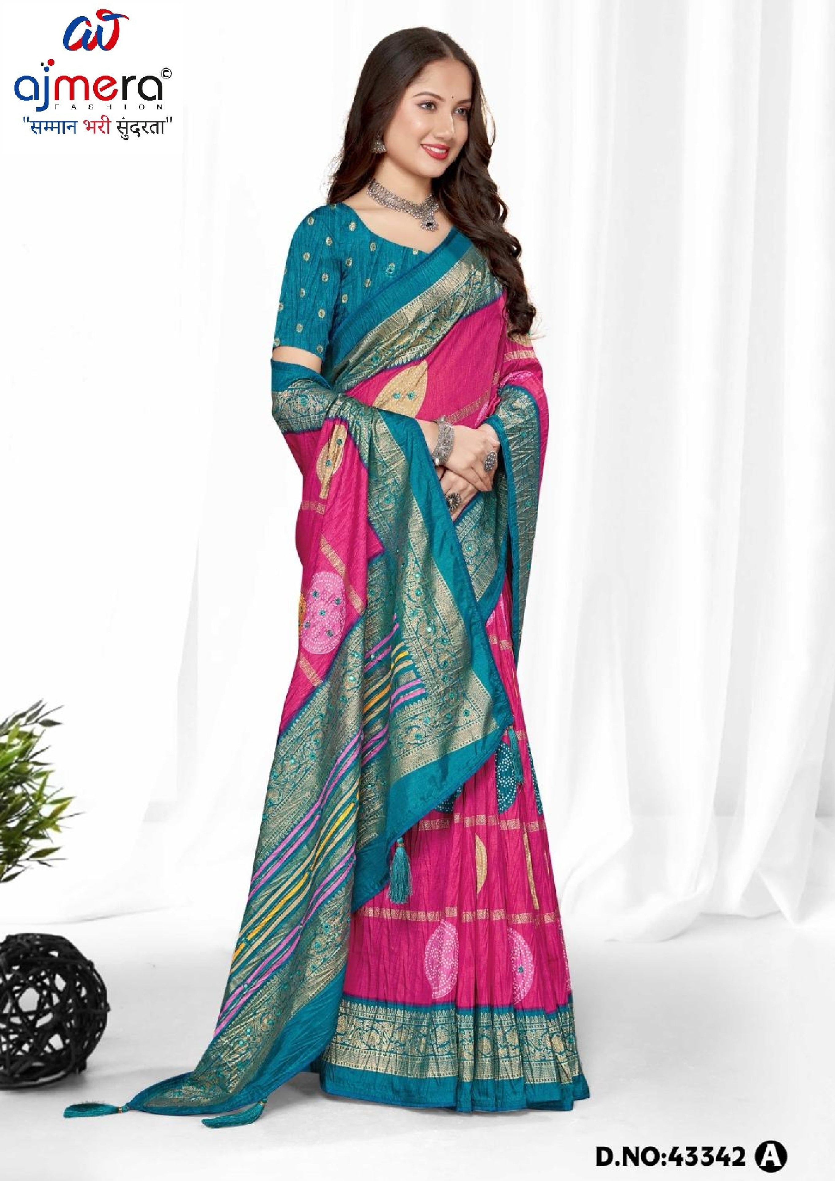 Premium Printed Saree with Matching Blouse Piece for Ethnic Elegance  | VER-BANJARAN-43342
