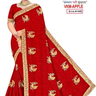 Satin Dyed Matching Saree with Blouse Piece for Premium Ethnic and Traditional Wear | VKM-APPLE