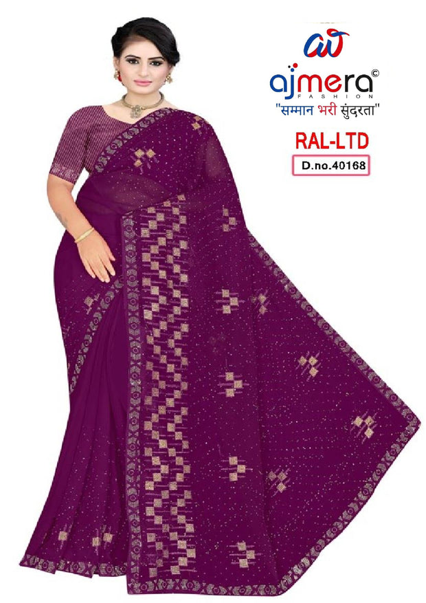 Modern Rapier Silk Matching Saree With Blouse Piece | RAL-LTD