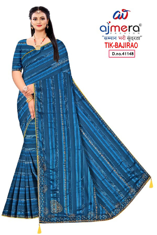 Trendy Dyed Matching Saree with Blouse Piece for Premium Ethnic and Traditional Wear | TIK-BAJIRAO