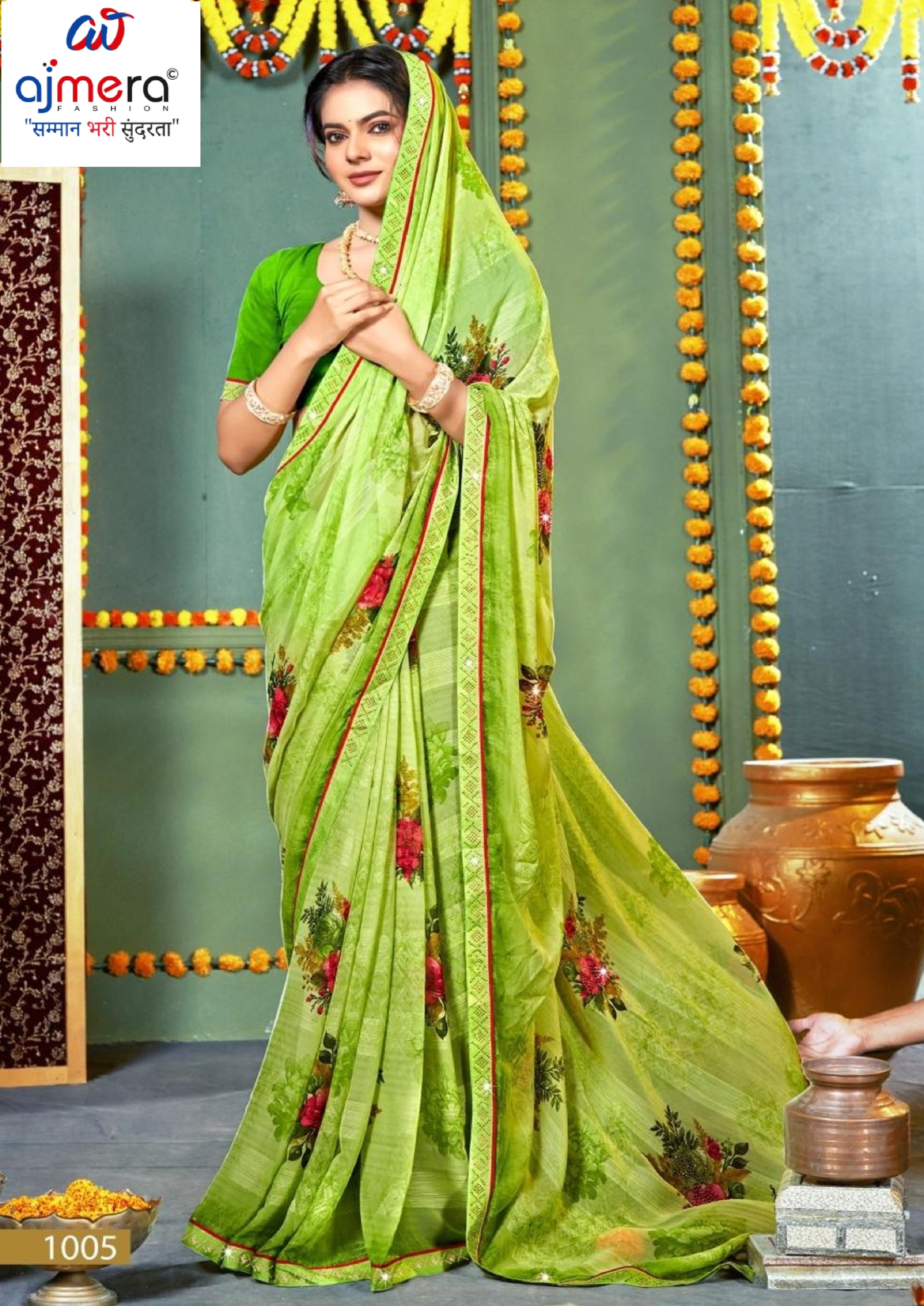 Trendy Printed Saree with Blouse Piece for Women’s Ethnic Wardrobe | PRM-PINK GIRL
